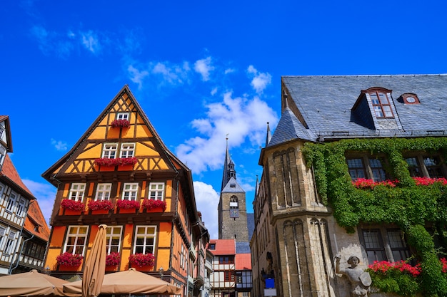 Rathaus Quedlinburg Fassade in Harz Deutschland