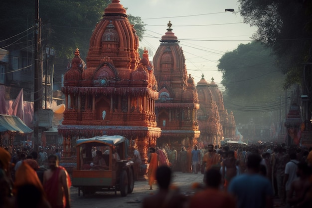 Rathayatra festival de Lord Jagannatha Balabhadra y Subhadra durante el Rathayatra anual en Odisha en el fondo Happy Hindu India