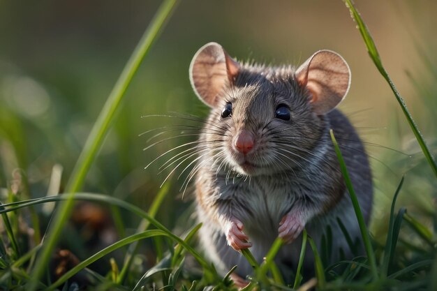 Foto rato curioso na grama