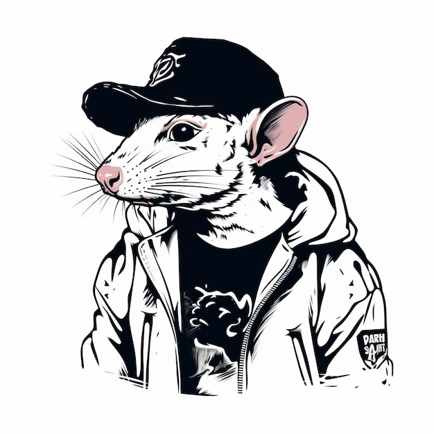 Rato Rapper Gótico ilustrado Uma mistura única de cultura pop e realismo