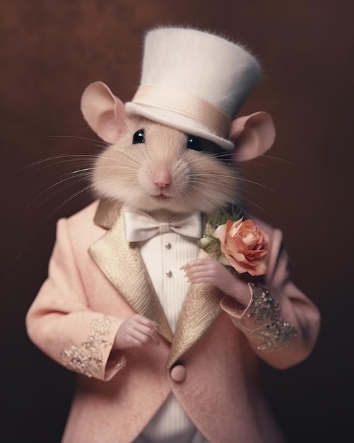 Ratón animal disfrazado de novio IA generativa