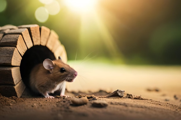 Un ratón en un barril en un día soleado