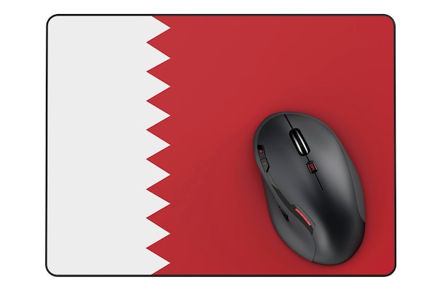 Ratón de computadora y almohadilla de ratón con representación 3D de la bandera de Qatar