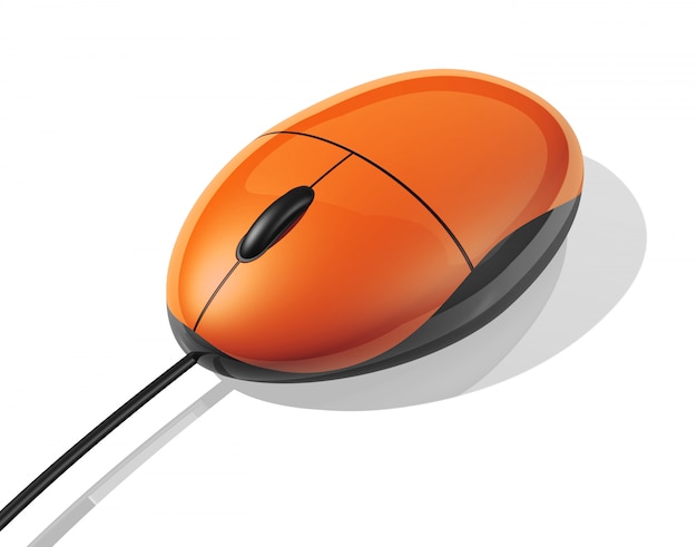 Ratón de computadora naranja 3D