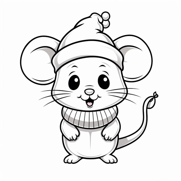 Foto un ratón de dibujos animados con un sombrero y una bufanda