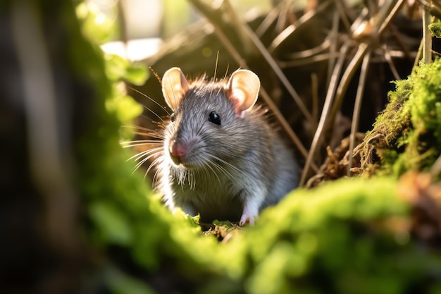 un ratón en el hábitat