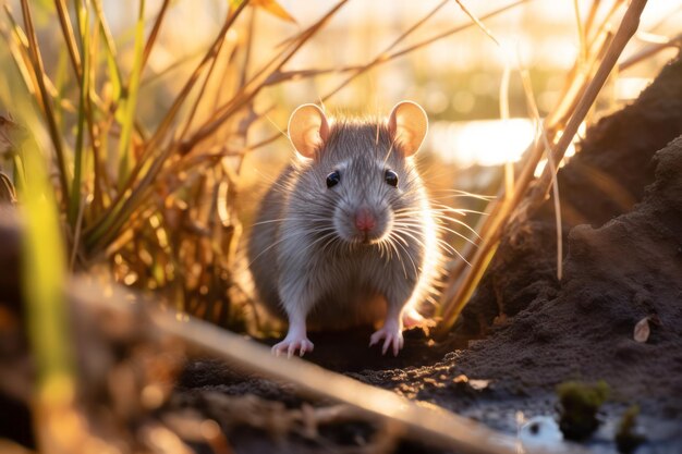 un ratón en el hábitat