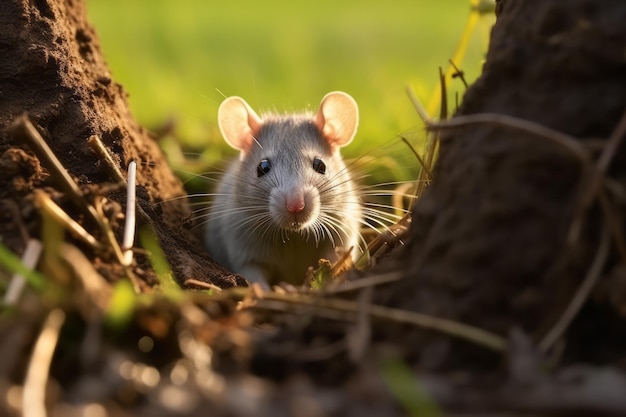 un ratón en el hábitat