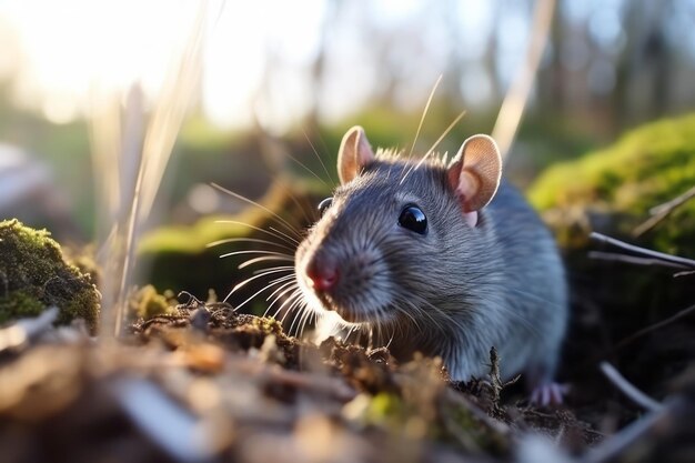 un ratón en el hábitat