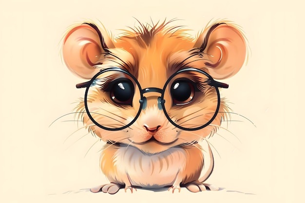 El ratón lindo en gafas redondas de estilo plano