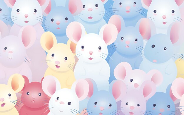 Ratón lindo japonés patrones repetidos estilo de arte de anime con colores pastel