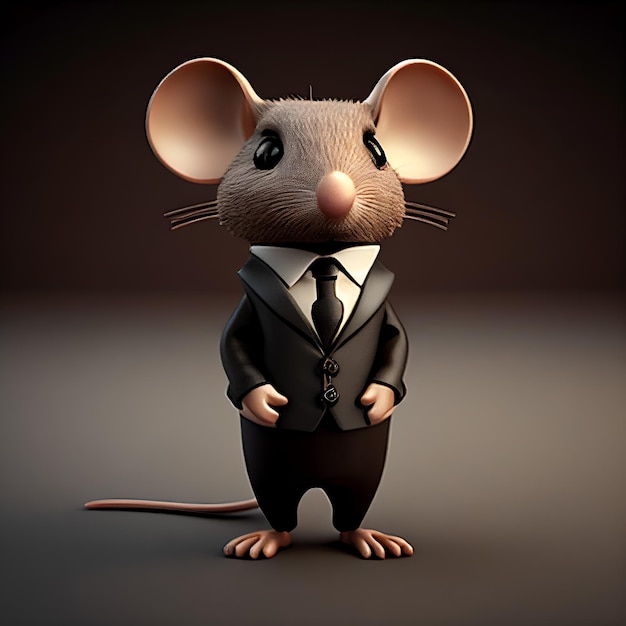 Foto ratón ratón en elegante traje formal y camisa cena usar rojo oficina corporativa