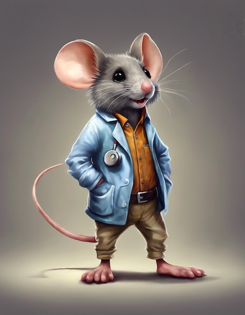 Foto el ratón con ropa el ratón científico el ratón está vestido con pantalones y una chaqueta