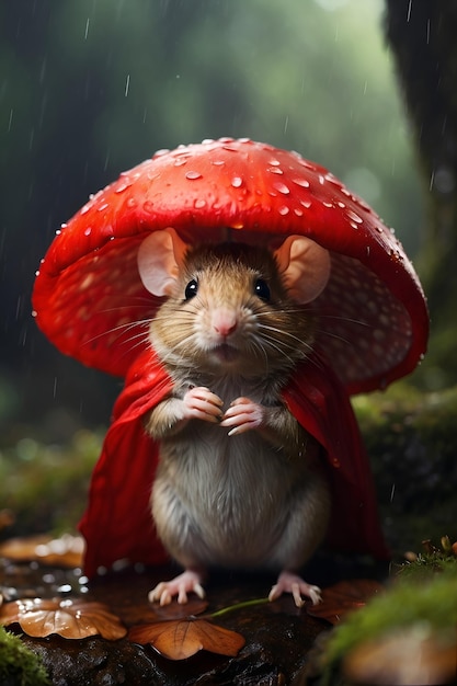 Foto el ratón con el sombrero rojo