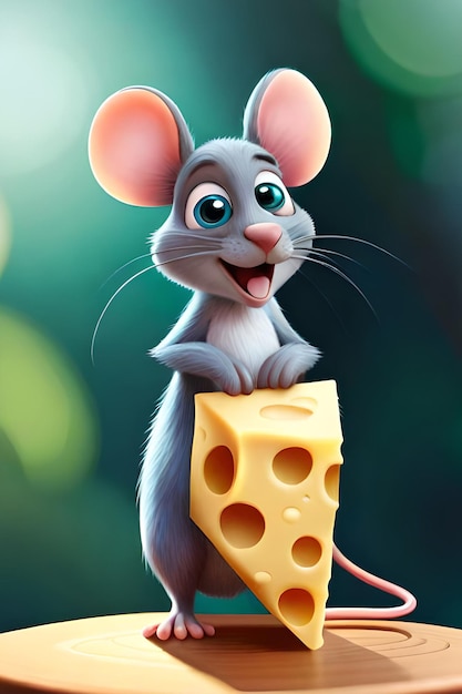 Un ratón sosteniendo un trozo de queso.