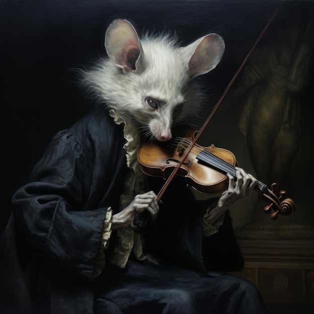 Foto un ratón tocando un violín