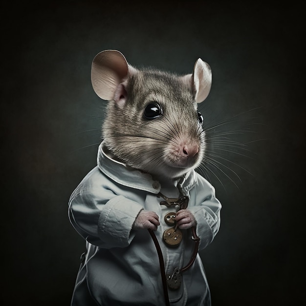 Ratón con uniforme de doctor