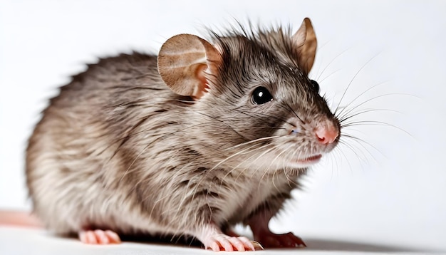 Ratte mit braun-beige Fell auf weißem Hintergrund