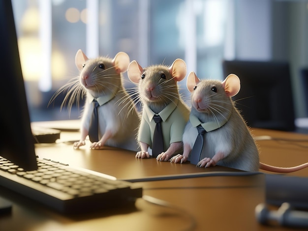 Foto ratten im büro, die an der wall street arbeiten, rattenrennen-konzept, von der ki generiert