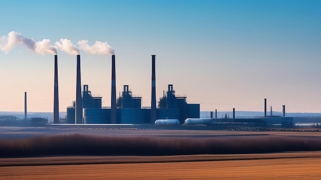 Foto rauch steigt aus den schornsteinen der fabrik in den himmel