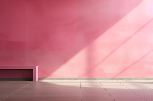 Foto raum-hintergrund leerer raum in rosa mit lichtgenerierender ki