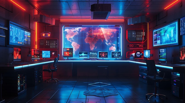 Raumdekoration neu definiert, lebhafte Neonfarben und futuristisches Cyberpunk-Innendesign.