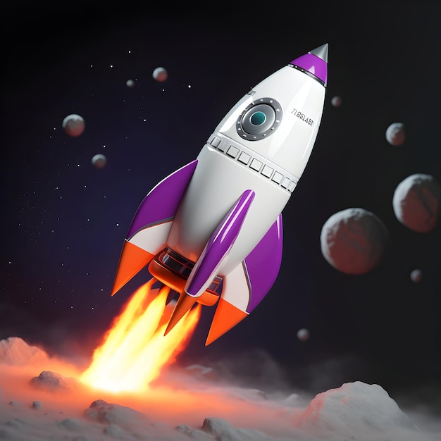 Foto raumrakete fliegt in richtung der wolken glaubwürdige raketen-ikonen mit einer erfolgreichen firma