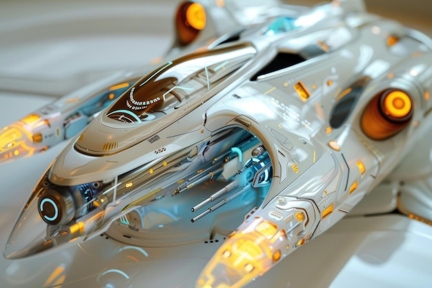 Raumschiff mit komplexem 3D-Design abgebildet