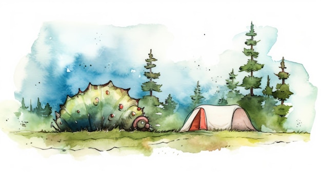 Raupe-Aquarell-Grafik für Campingplatz