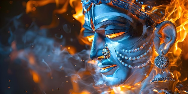 Foto ravan dahan simbolizando o bem triunfando sobre o mal em vijayadashami durante dussehra conceito festivais indianos vijayadashmi celebração de dussehra ravan dohan simbolismo