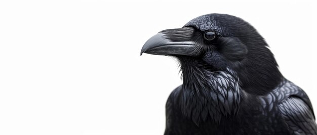 Raven auf einem weißen Hintergrund Nahaufnahme Generative KI