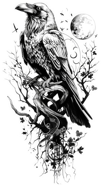 Raven tatuagem flash imagem gerada por IA