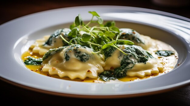 Ravioli de espinacas sabrosas