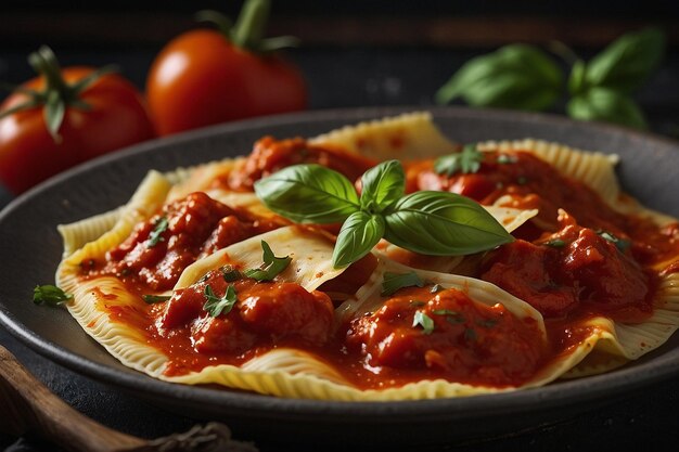 Foto ravioli en una salsa picante de arrabiata