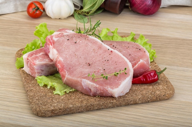 Foto raw schweinefleisch steak