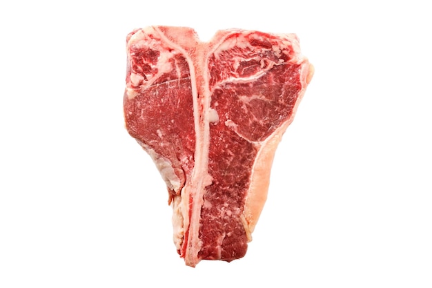 Raw Tbone Steak auf dem weißen Hintergrund isoliert