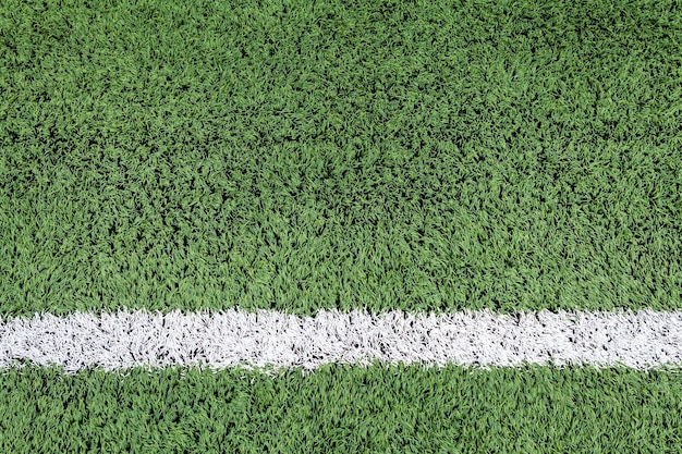 Raya blanca en el campo de fútbol verde