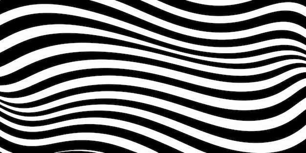 Las rayas onduladas negras y blancas crean un fondo de ilusión óptica