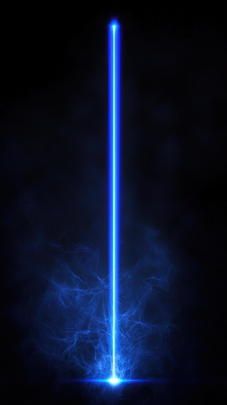 Foto rayo láser azul en la oscuridad