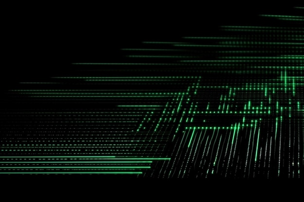 Rayos láser verde neón abstractos sobre un espectro ultravioleta de fondo oscuro IA generativa