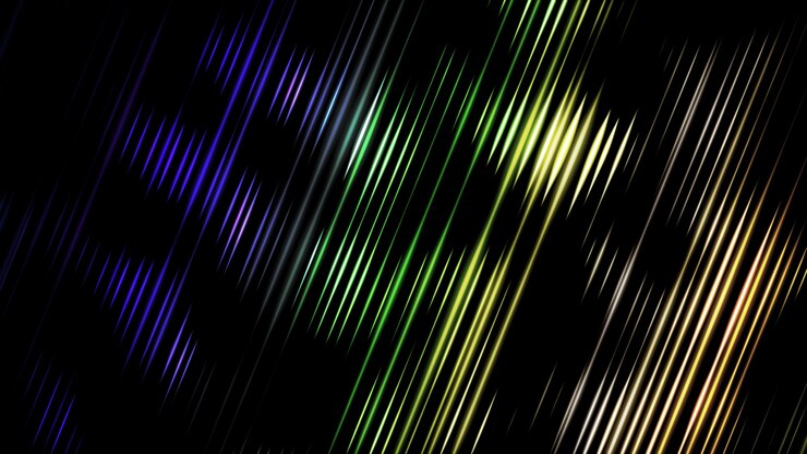 Foto rayos de neón brillantes sobre un fondo negro