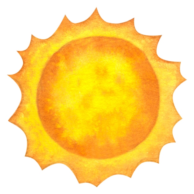 Foto rayos de sol círculo naranja rojo amarillo bordes irregulares puesta de sol creciente ilustración acuarela aislada