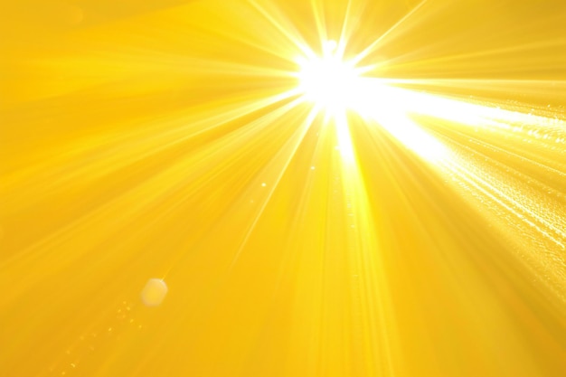 Rayos de sol con destello de la lente en el fondo de rayos de sol amarillos