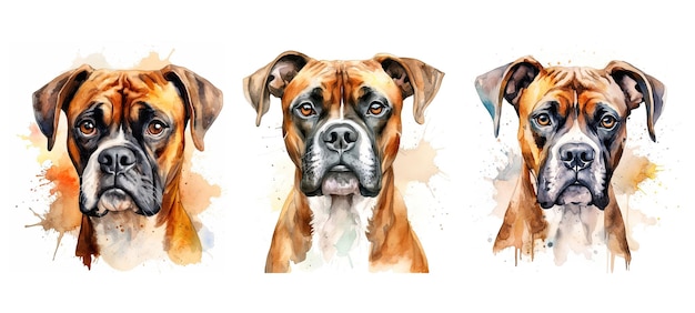 raza perro boxeador ai generado musculoso atlético enérgico leal compañero de mascota raza perro boxer ilustración acuarela