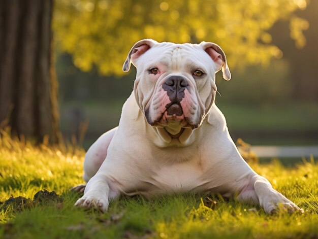 Una raza de perro hermosa y musculosa con un pelaje brillante, cabeza ancha y mandíbulas fuertes.