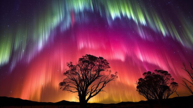 Árbol y algunas luces en el cielo