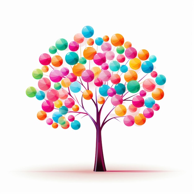 Árbol arafed con globos de colores en forma de corazón generativo ai