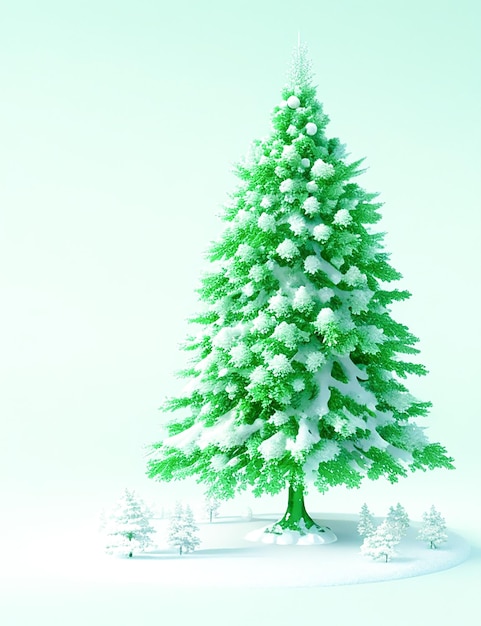 Árbol de araffe en un campo nevado con un cielo azul ai generativo