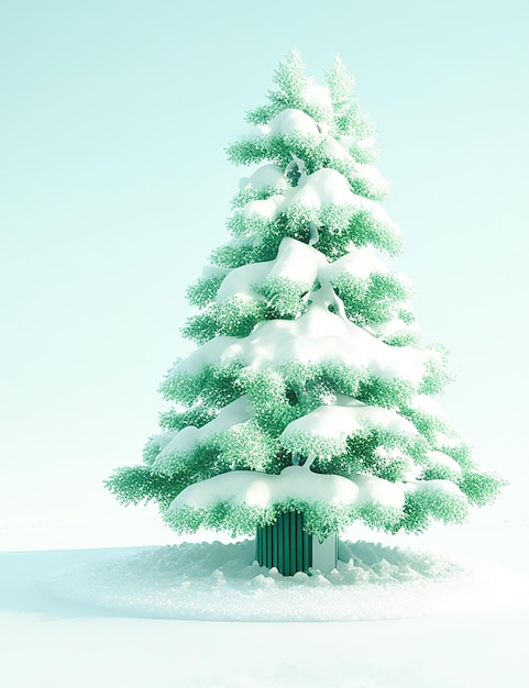 Árbol de araffe en un campo nevado con un cielo azul ai generativo