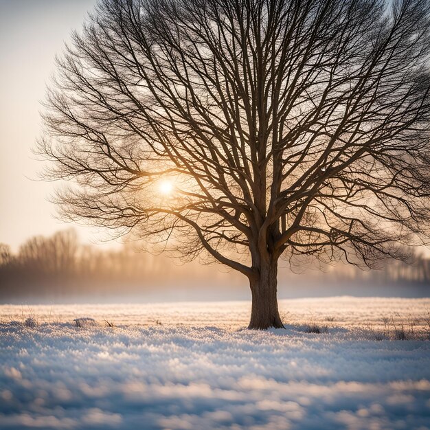 Árbol en el campo de invierno